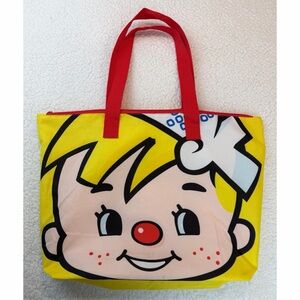 NISSIN • Yellow/Red Kawaii Demae Iccho Instant Ramen Mascot Zip Tote Bag, OS